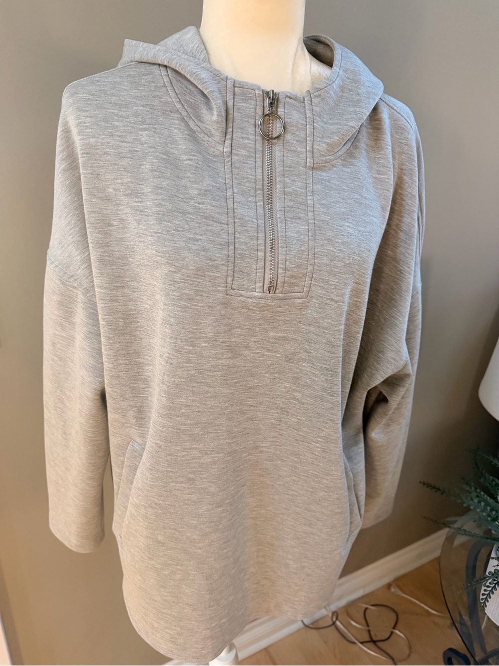 Gray Lightweight Half Zip Hoodie - S